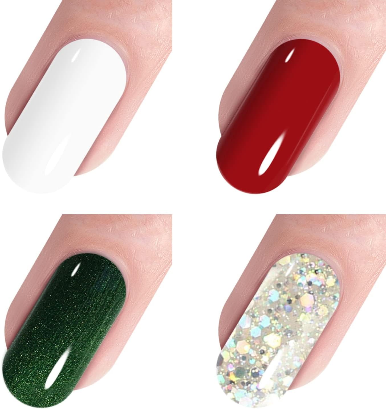 Vishine Christmas Glitter Gel Nail Polish Set - 4 Soak Off UV LED Colors (8ml Each)