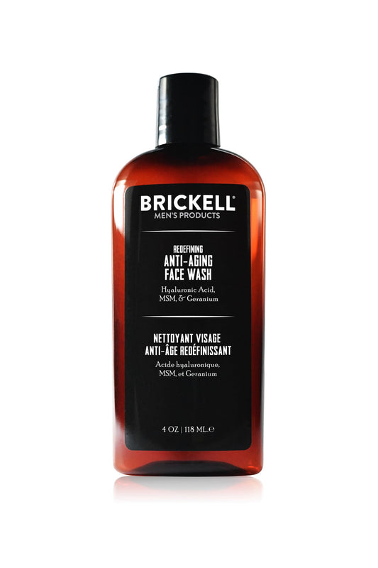 Brickell Men's Redefining Anti-Aging Face Wash For Men, Foaming Gel Face Wash Firms & Plumps Skin to Reduce Signs of Aging, With Hyaluronic Acid, Vitamin E, and Vitamin C, 4oz, Scented