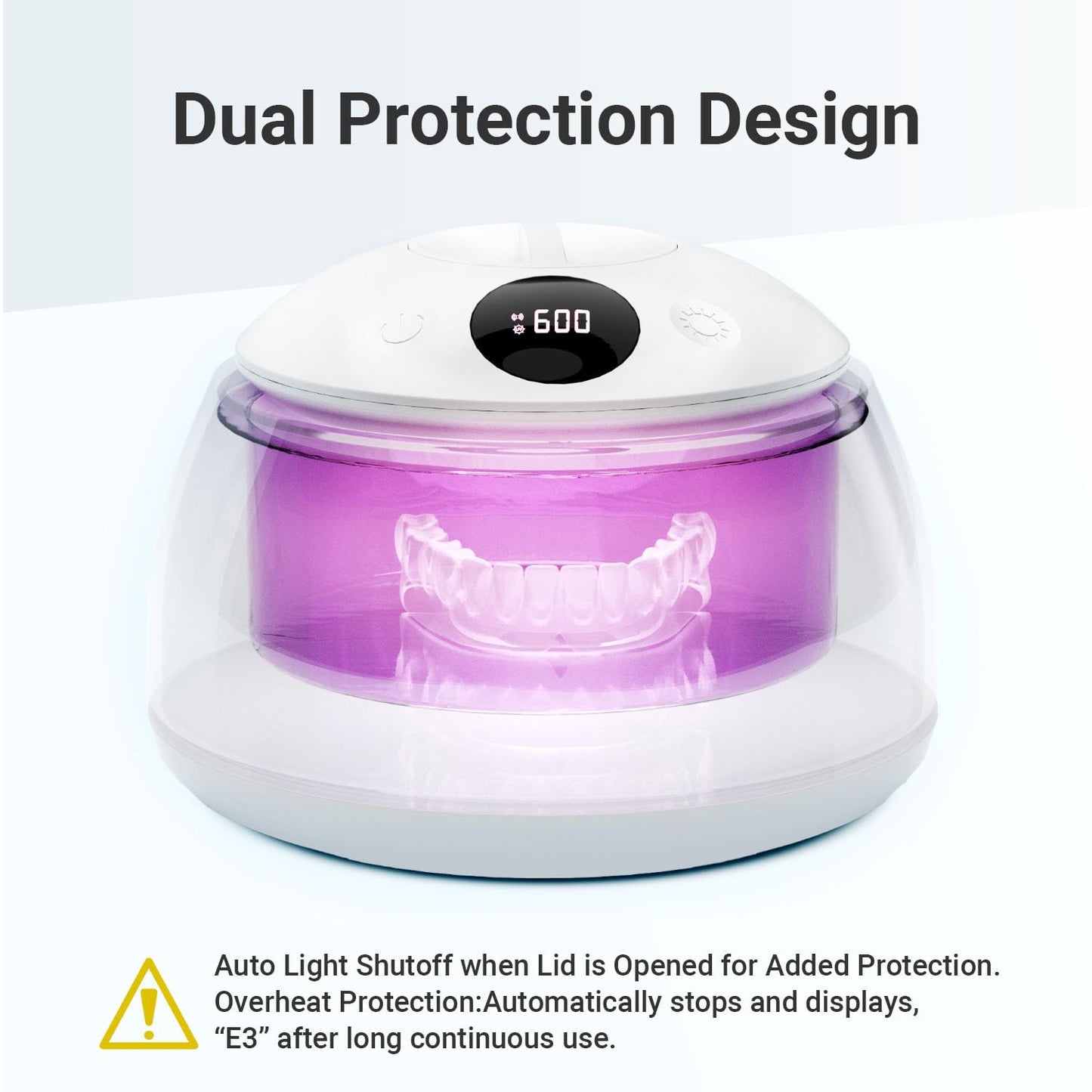 Ultrasonic Retainer Cleaner for Aligners & Dentures, 45kHz Dental Cleaning Machine with Digital Timer, 200ML Stainless Steel Tank, Low Noise Cleaner for Braces, Mouth Guards & Daily Dental Care