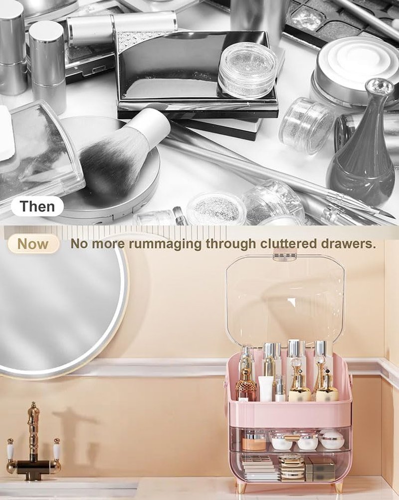 Makeup Organizer - Countertop Skincare Holder for Bathroom | Cosmetic Storage Box & Display Case for Vanity & Dresser