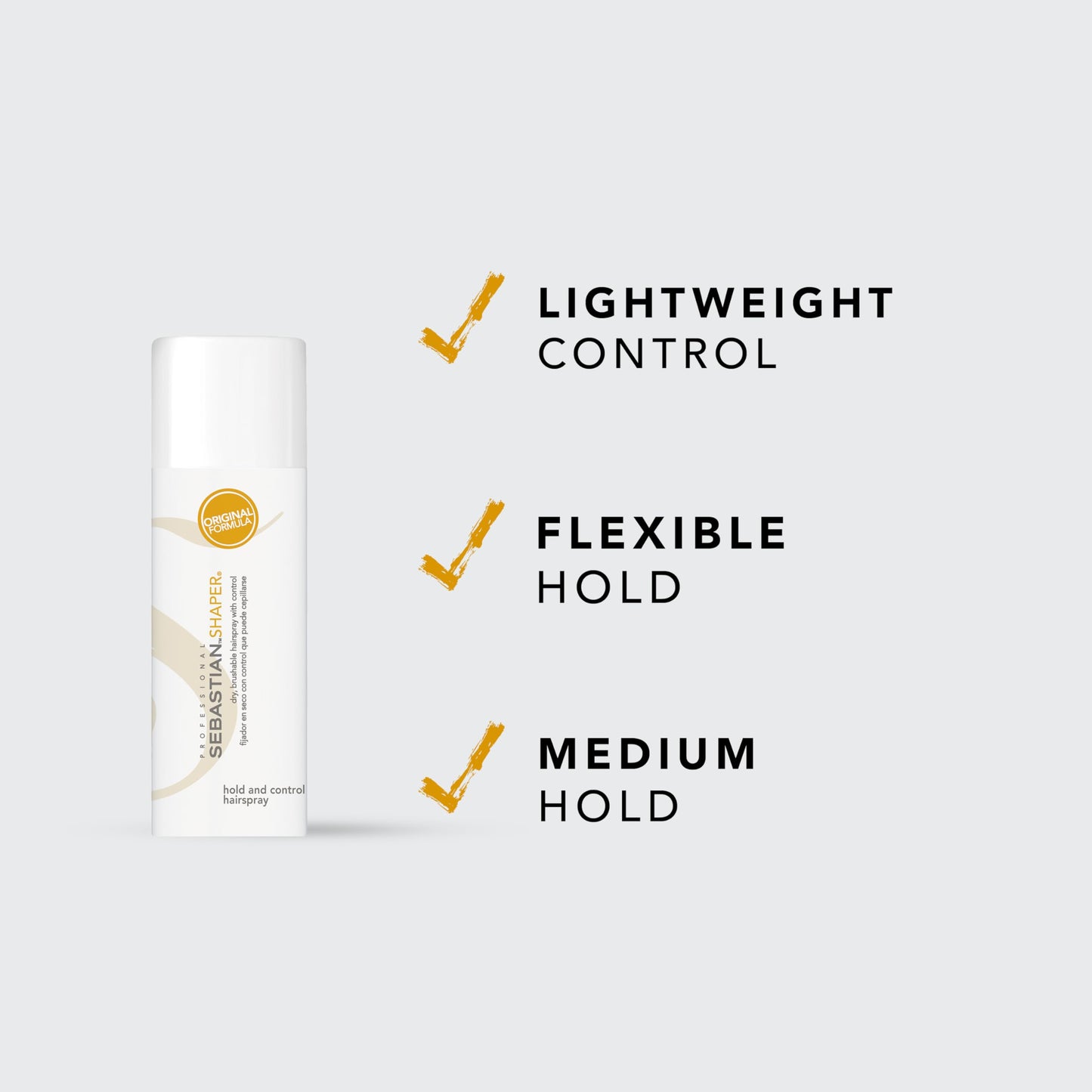 Sebastian Professional Shaper, Classic 80% VOC, Humidity-Resistant, Medium to Strong Hold, 24-Hour Control, Travel Size, Mini Hairspray, 1.5oz