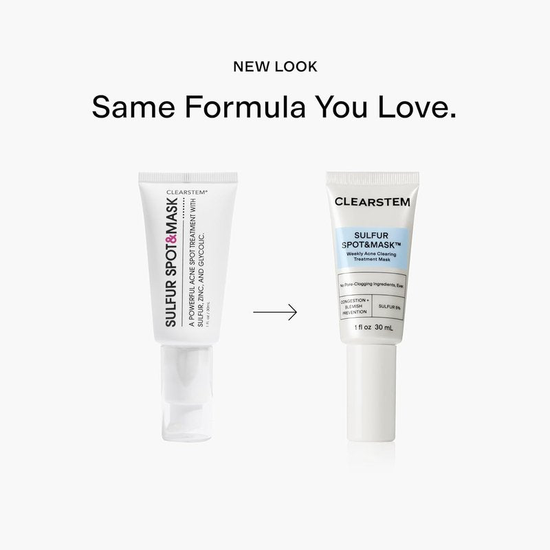 CLEARSTEM Sulfur Spot & Mask | Acne-Fighting Face Mask with Kaolin Clay & Glycolic Acid for Clear Skin - Weekly Treatment