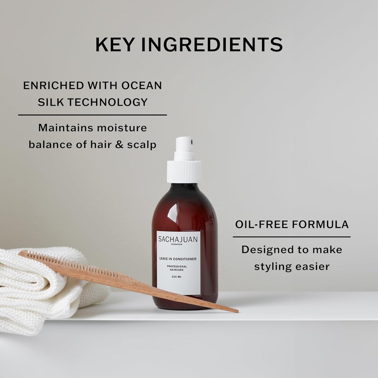 SACHAJUAN Leave-In Conditioner | Lightweight Hydration & Shine with Ocean Silk Technology | Detangles & Conditions | Weightless Care for Fine Hair | Vegan | 8.4 oz