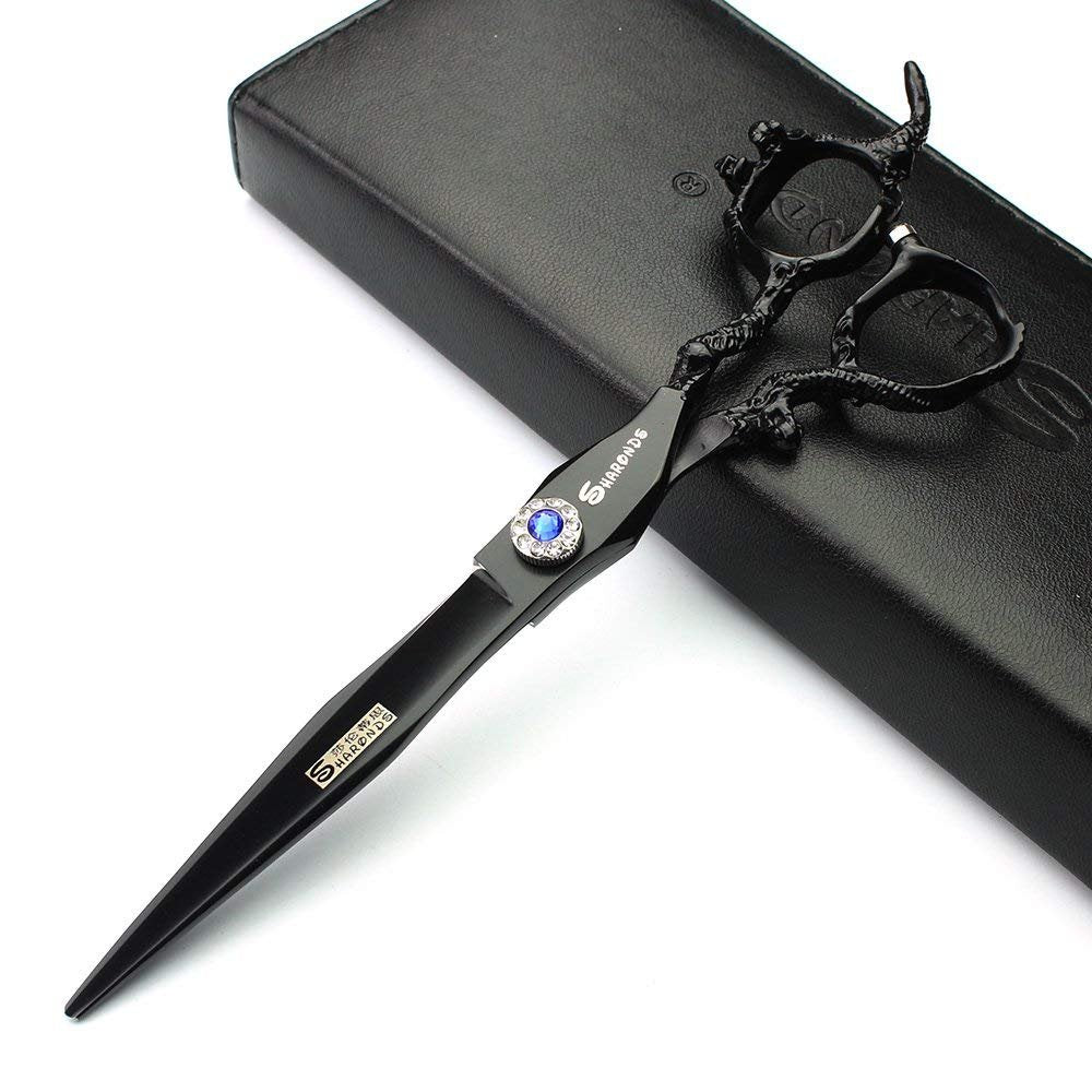 7 Inch sharonds Personalized Hair Scissors 19cm Cool Black Salon Hair Styling Barber Scissors Stainless Steel Barber Tools