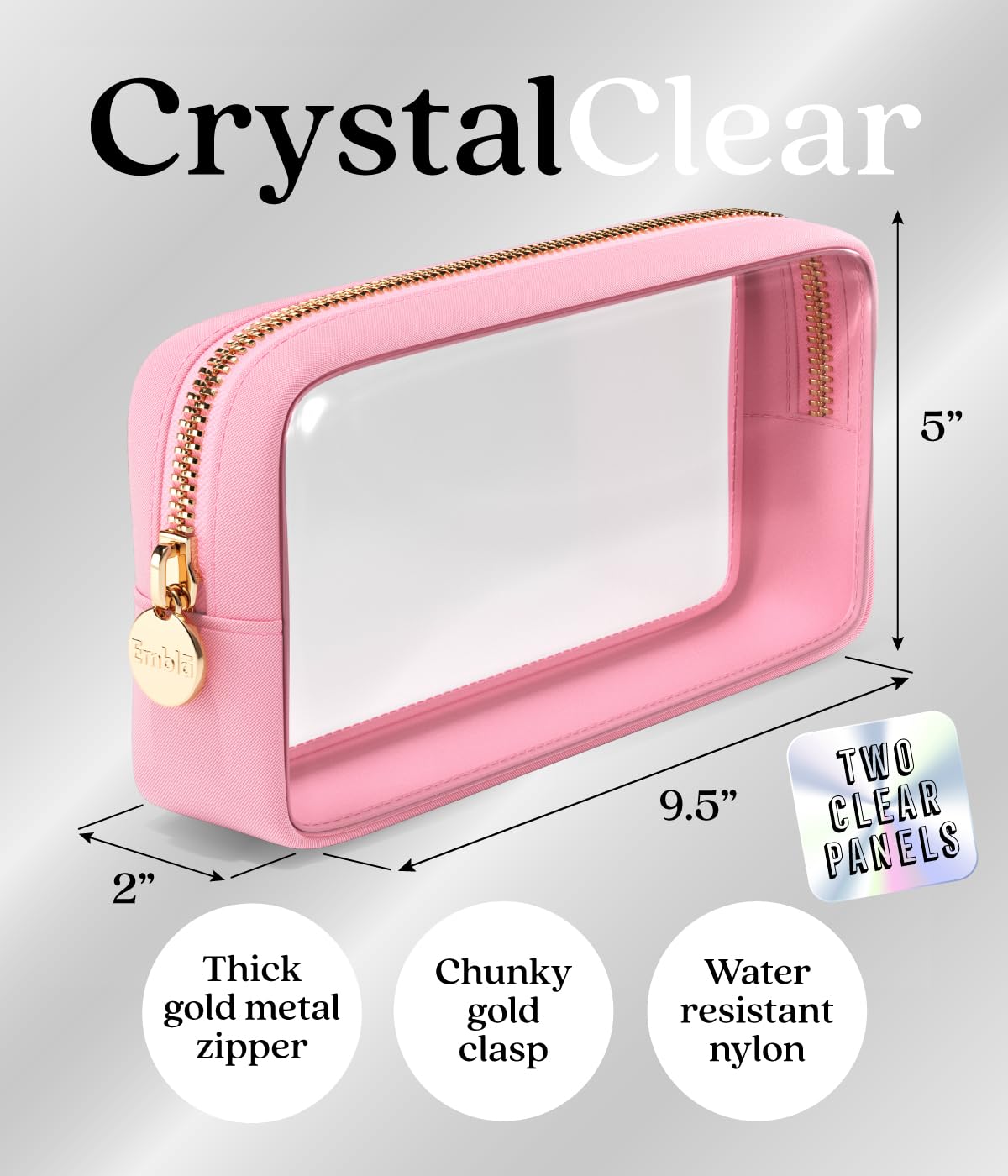 Clear Makeup Bag Zipper Pouch, Transparent Cosmetic Case Organizer, TSA Approved Travel Toiletry Case, Travel Accessories Essentials Makeup Tote for Women, Small Cute Make up Bag for Purse - Sand