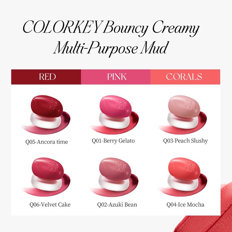 COLORKEY Bouncy Multi-Purpose Mud, Lip Tint, cheek, Moist Fit Without Stickiness, non-sticky, Creamy Soft Texture,Smudge-Proof (Q05-Ancora time, 4.5g)