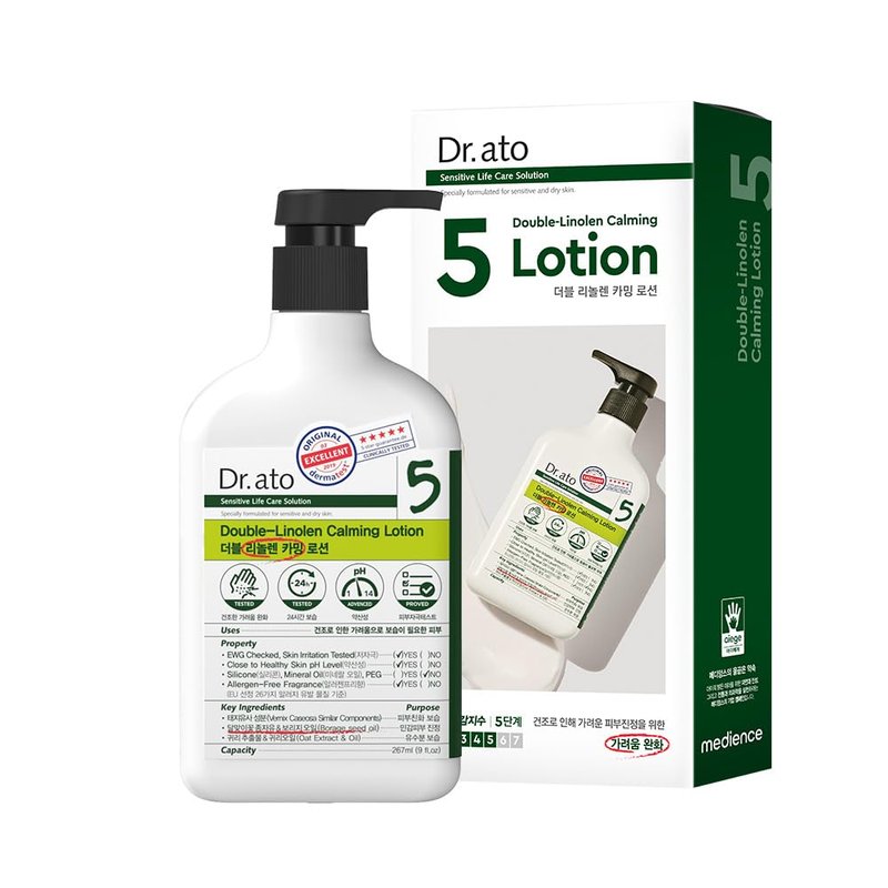 Dr.ato Skin Calming Lotion - Soothing Gamma-Linolenic Acid for Dry, Itchy Skin | Vegan Korean Skincare (10.4 Fl Oz)