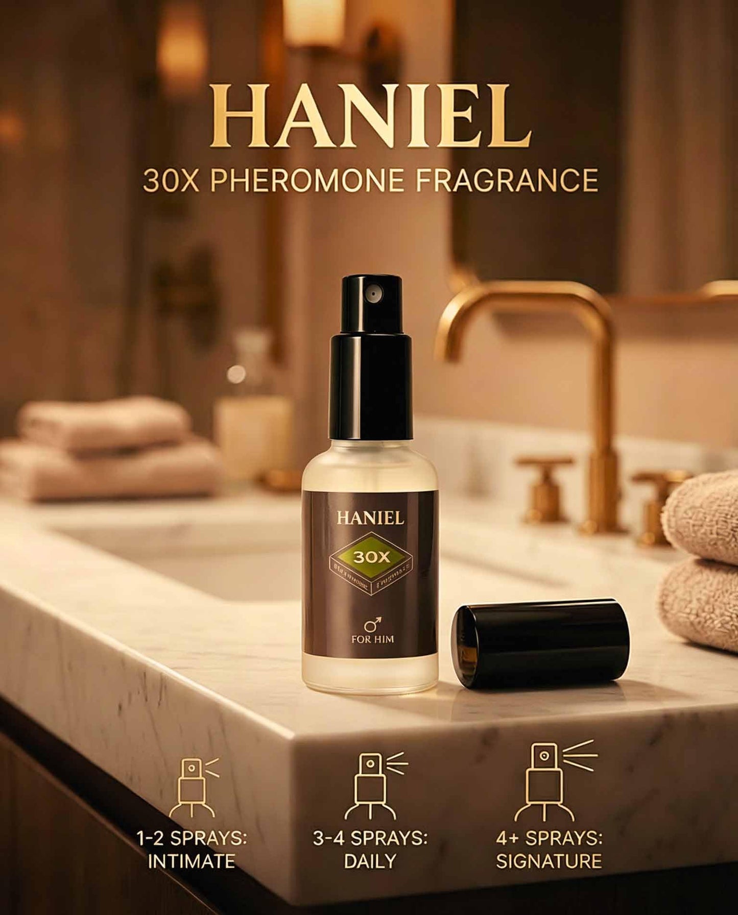 Haniel Fresh Woody Cologne for Men Long Lasting – Natural Pheromone Infused Eau de Parfum | Clean Citrus Cedar Vetiver Scent | Office Gym Date Night | Luxury Gift for Him | 30ml Travel Size