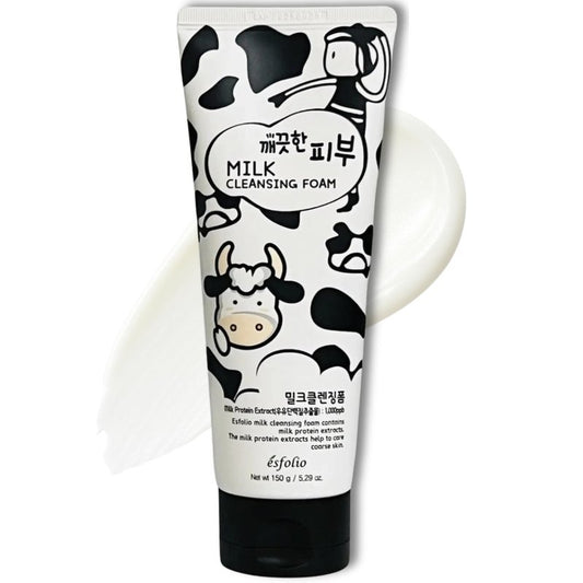 esfolio Milk Cleansing Foam – Hydrating Face Wash for All Skin – Korean Skincare Milk Protein for Gentle Deep Cleansing – Moisturizing Facial Cleanser for Soft & Smooth Skin (5.29oz -150g)