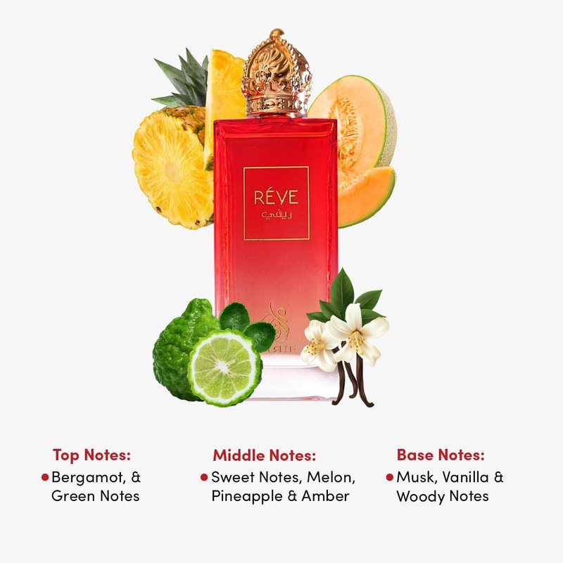 ARIF Reve Unisex Woody Oriental Perfume – Bergamot, Melon, Amber, Musk & Vanilla – Long-Lasting Eau de Parfum for Men & Women – Sophisticated Fragrance – 3.4 oz