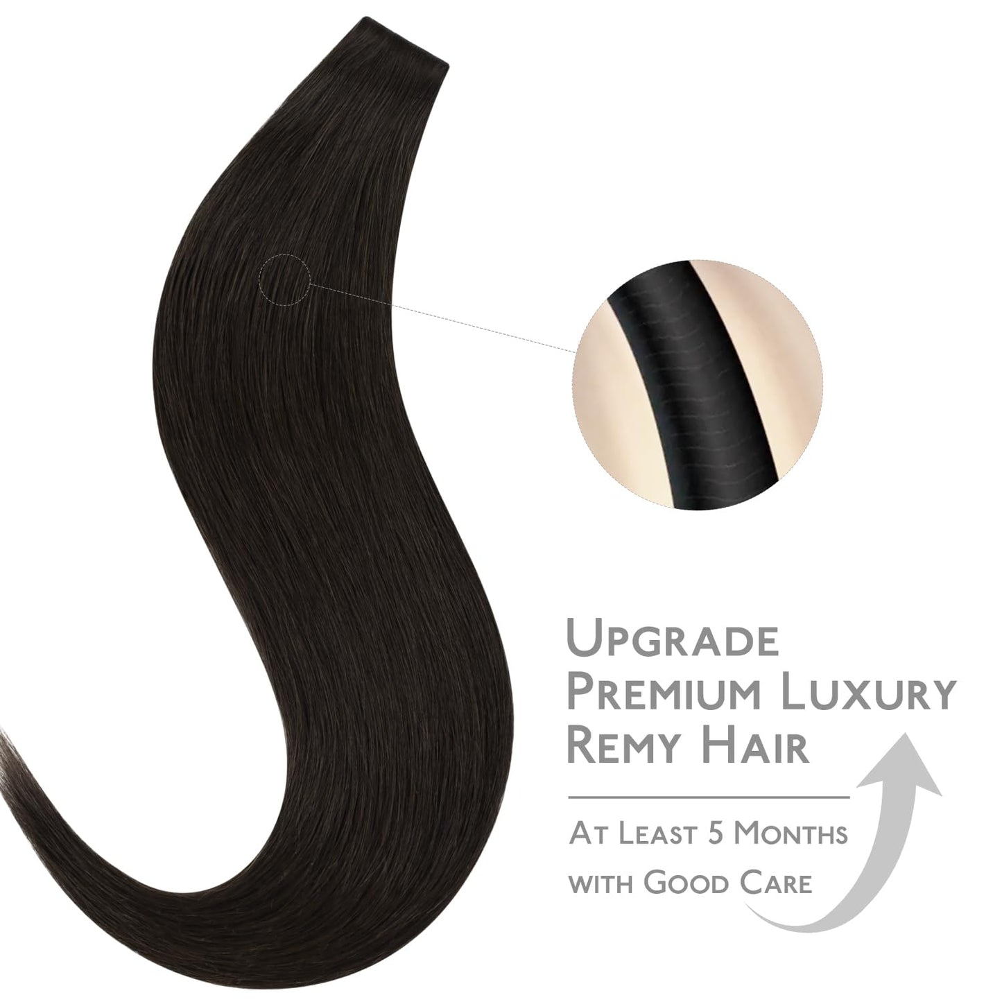 WENNALIFE Invisi Edge Tape in Hair Extensions Human Hair, 22 Inch 30g 10pcs Dark Brown Invisible Luxury Remy Hair Extensions Natural Seamless Injected Tape Ins Straight Extensiones De Cabello Humano