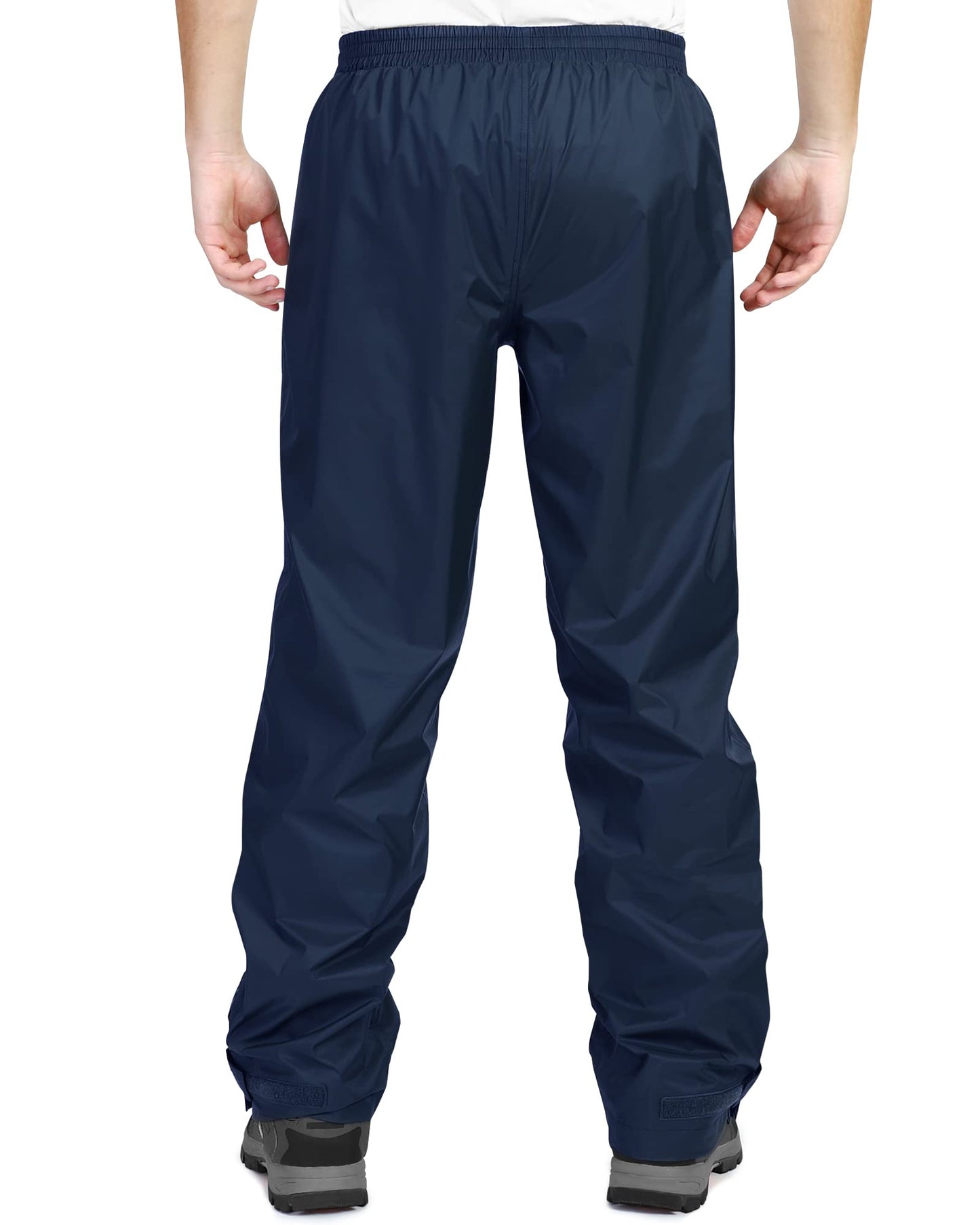 33,000ft Men's Rain Pants, Waterproof Rain Over Pants, Windproof Outdoor Pants for Hiking, Fishing Navy