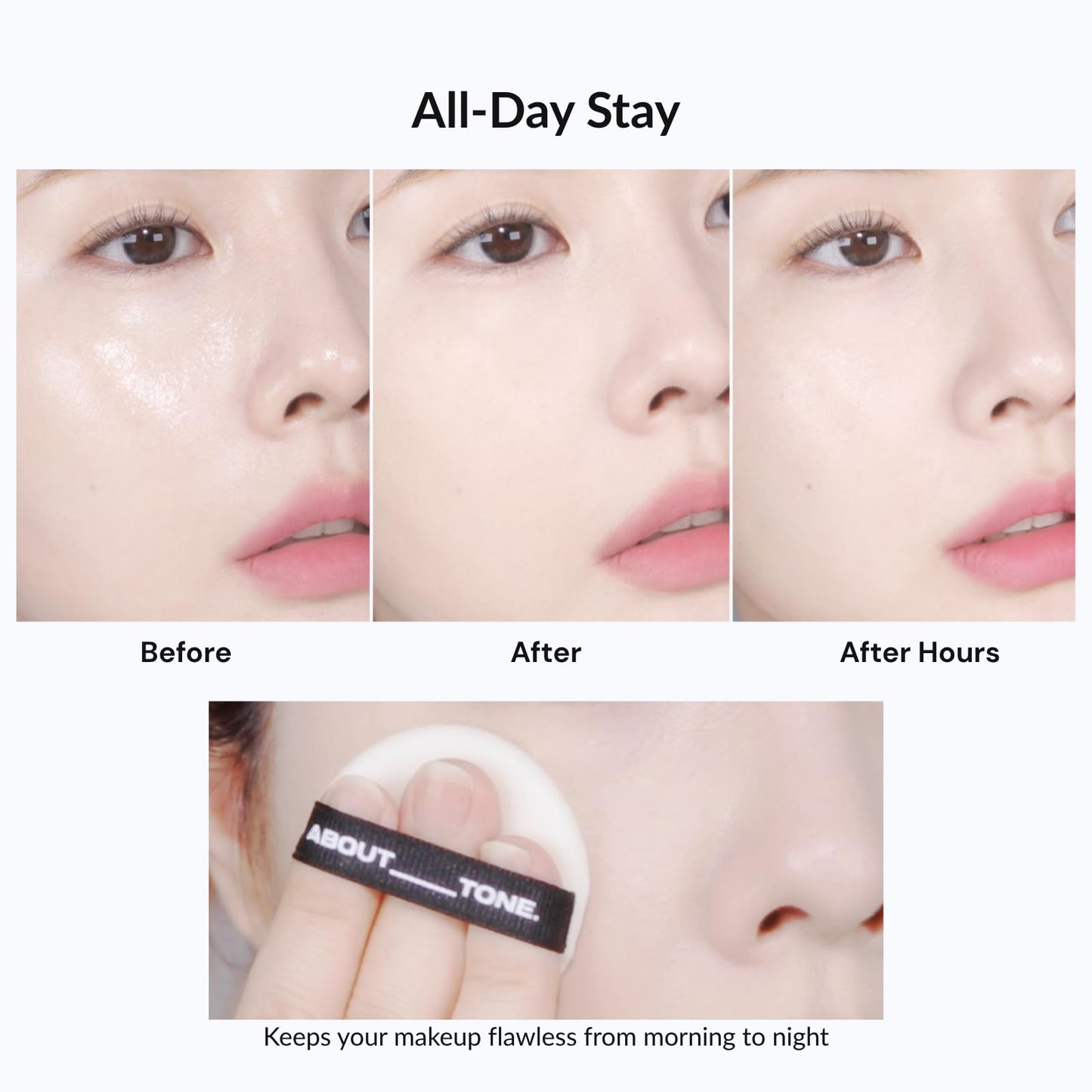ABOUT TONE Blur Powder Pact 0.32oz - Pressed Powder Compact with Mirror and Puff Makeup Setting Finishing Blurring Natural Translucent Lightweight Face Sebum Oil Control Vegan Formula (03 NATURAL)