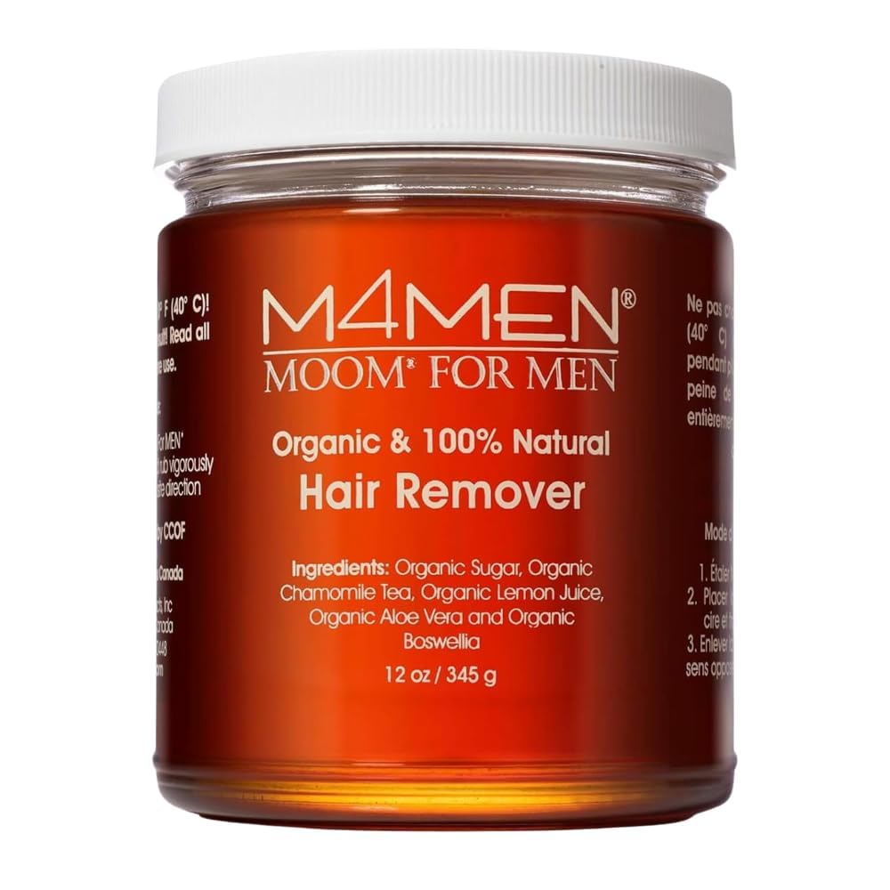 MOOM USDA Organic Sugar Wax Hair Removal for Men, 12 oz Wax Jar, Sugaring Hair Wax with Aloe Vera & Chamomile - Body, Leg, Chest & Face wax - Soft Wax for Sensitive Skin (Strips & Sticks Not Included)