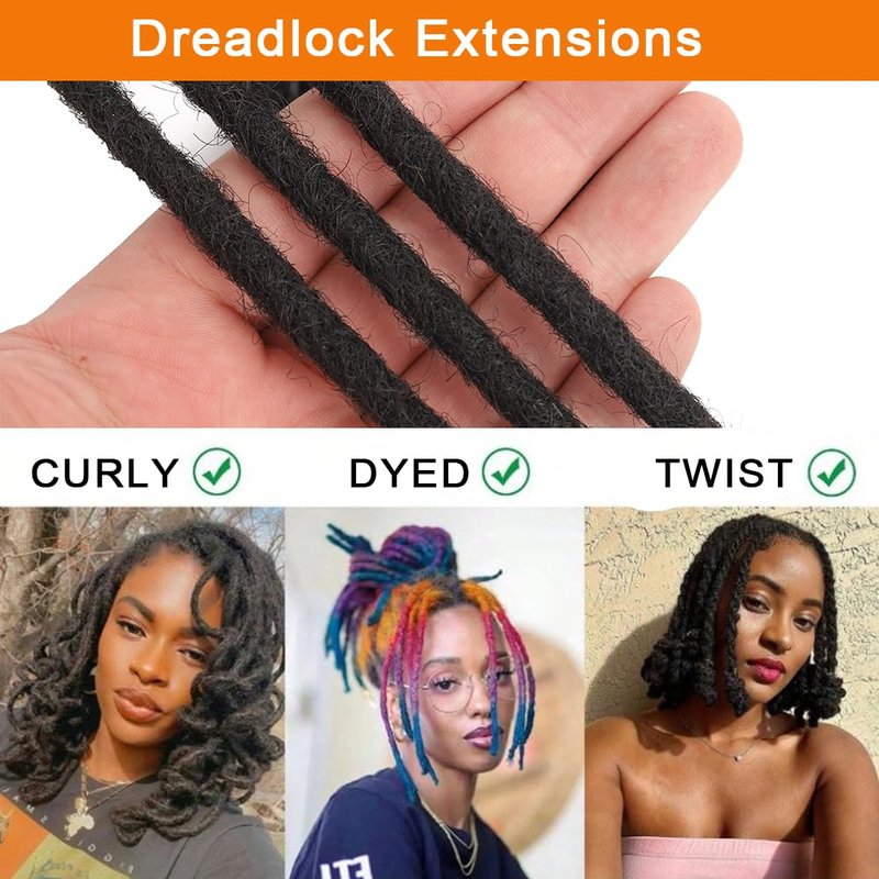 Dreadlock Extensions Human Hair 0.6cm Width 8 Inch 20 Strands, 100% Human Hair Loc Extensions, Full Handmade Locs Extensions for Men/Women, Can be Dyed Soft Dreads, #30 Brown