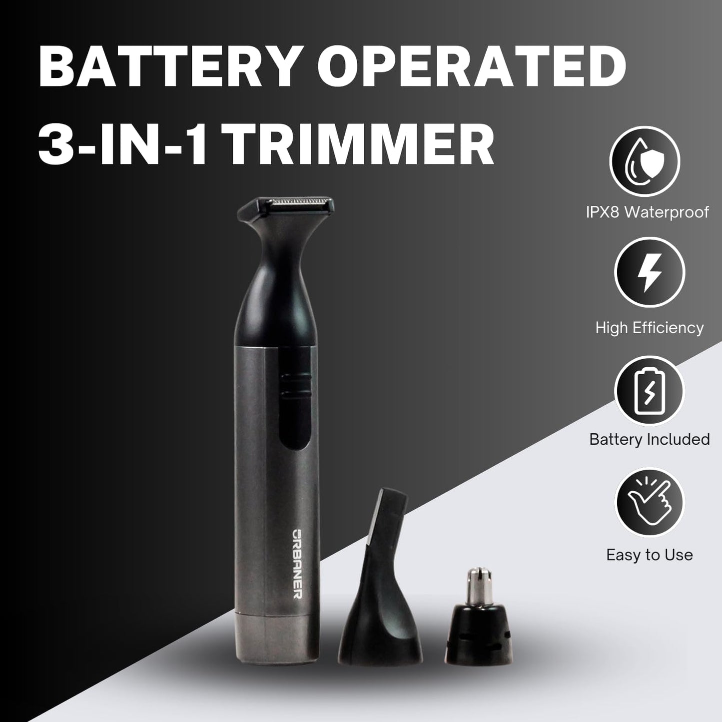 Beard Trimmer for Men - Waterproof Grooming Kit with Nose & Ear Hair Clippers | 6-Piece Set, Battery Included