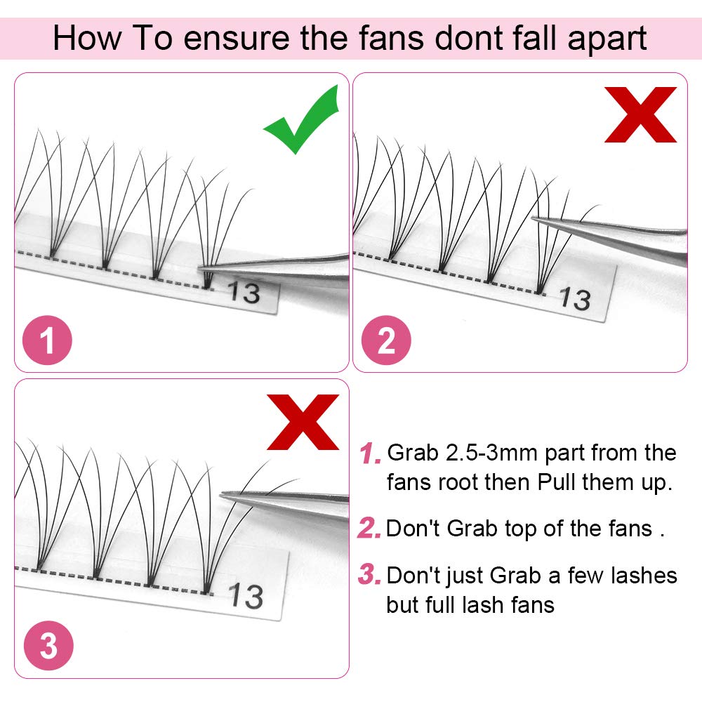 Premade Fans Eyelash Extensions 4D-C-0.10-9-15 Short Stem Premade Volume Eyelash Extensions 3D 5D 7D Volume Lash Extensions .07 .10 Pre made Lash Fans C D Curl 9-15 MIX(4D-C-0.10,9-15mix)