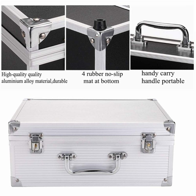 Tattoo Kit Case,Tattoo Kit Box 12.6" x 9.5" x 5.1" W/Lock Makeup Carrying Bag Storage Case Organize with Clasp,Aluminum Alloy with Sponge for Tattoo Equipment Cosmetic Makeup Tools (silver)
