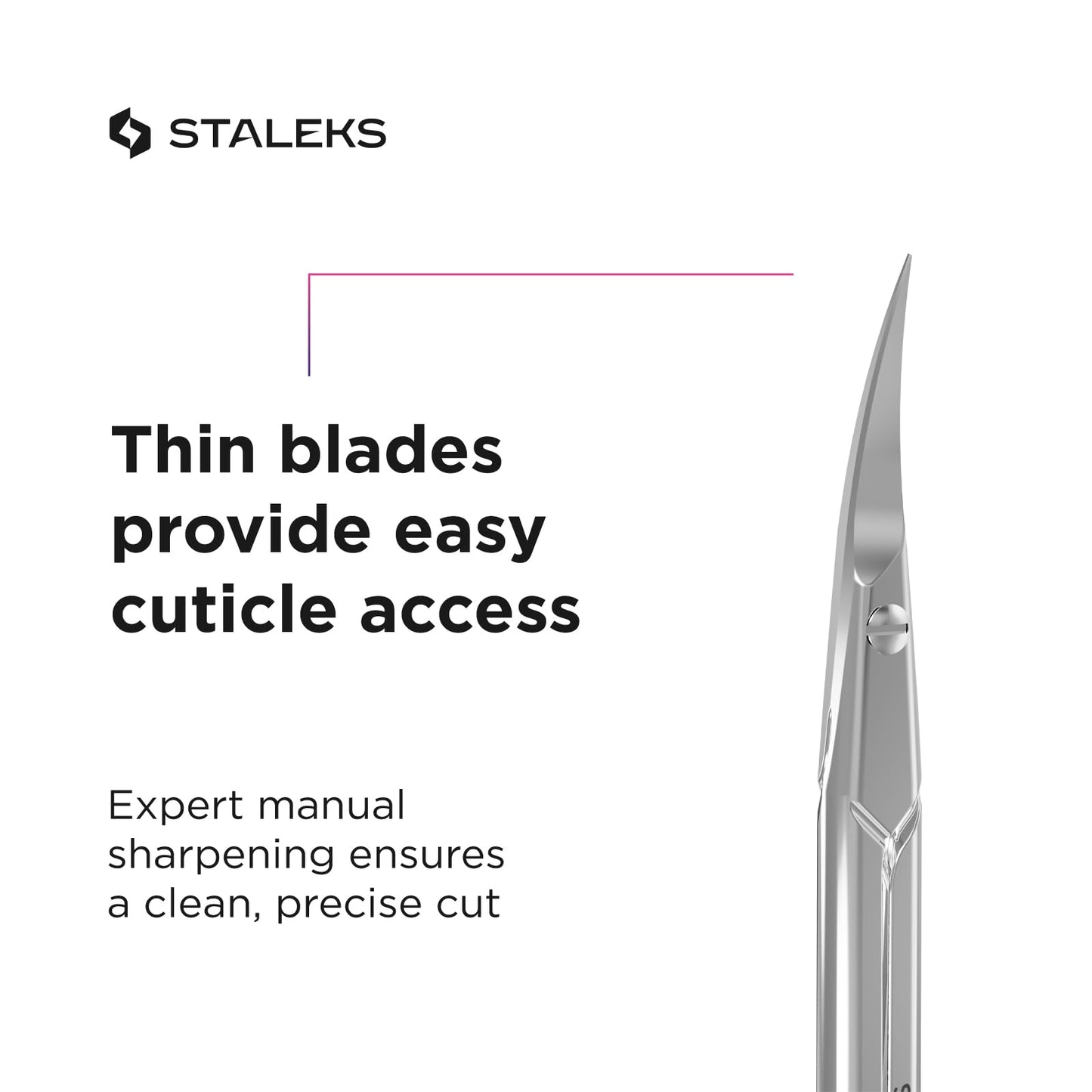 Staleks Pro EXPERT 11 Cuticle Scissors Type 1 – Left-Handed – Narrow Blades – Stainless Steel – Ergonomic Manicure Scissors