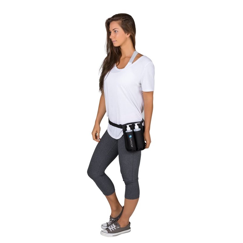 EARTHLITE Massage Bottle Double Holster Kit - Incl. 2 Bottles, Heavy Duty Strap, Adjustable for Massage Oil & Massage Lotion (2X 8oz)