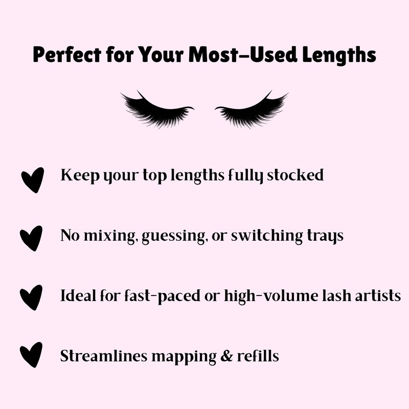 New Lengths Lash Co. Single Lengths Tays - D Curl, Ultra Black, (13mm / 0.20mm), 16 Rows, Professional Use, Classic and Volume Eyelash Extensions