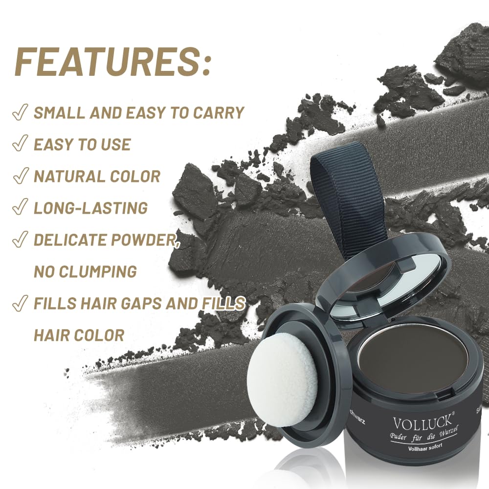 Root Touch Up Powder - Instant Gray Hair Concealer for Men & Women | A-Black, 2-Pack