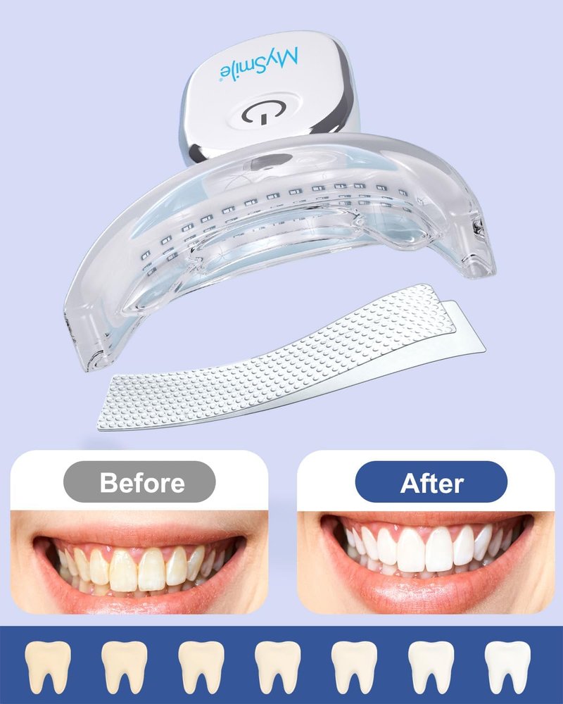MySmile Teeth Whitening Strips Kit - 14 Treatments with LED Light | Fast, Non-Sensitive Teeth Whitener for Deep Stains