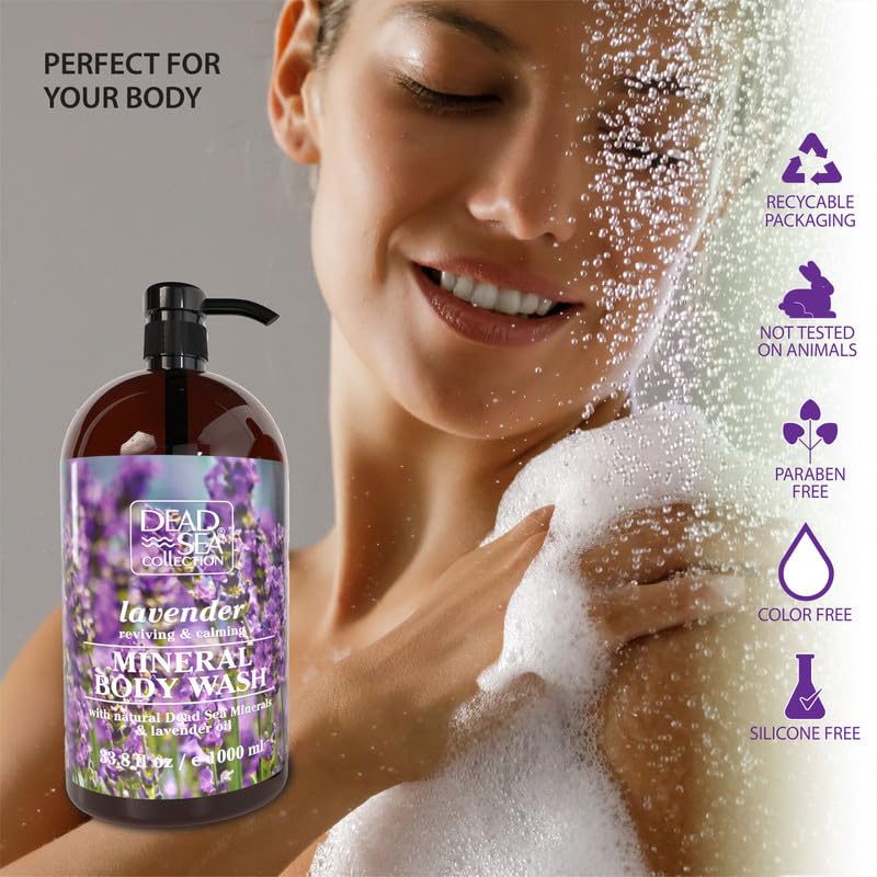 Dead Sea Collection Lavender Body Wash - Pure Dead Sea Minerals & Lavender Oil | Gentle Cleansing & Moisturizing - 2 Pack (67.6 fl. oz)