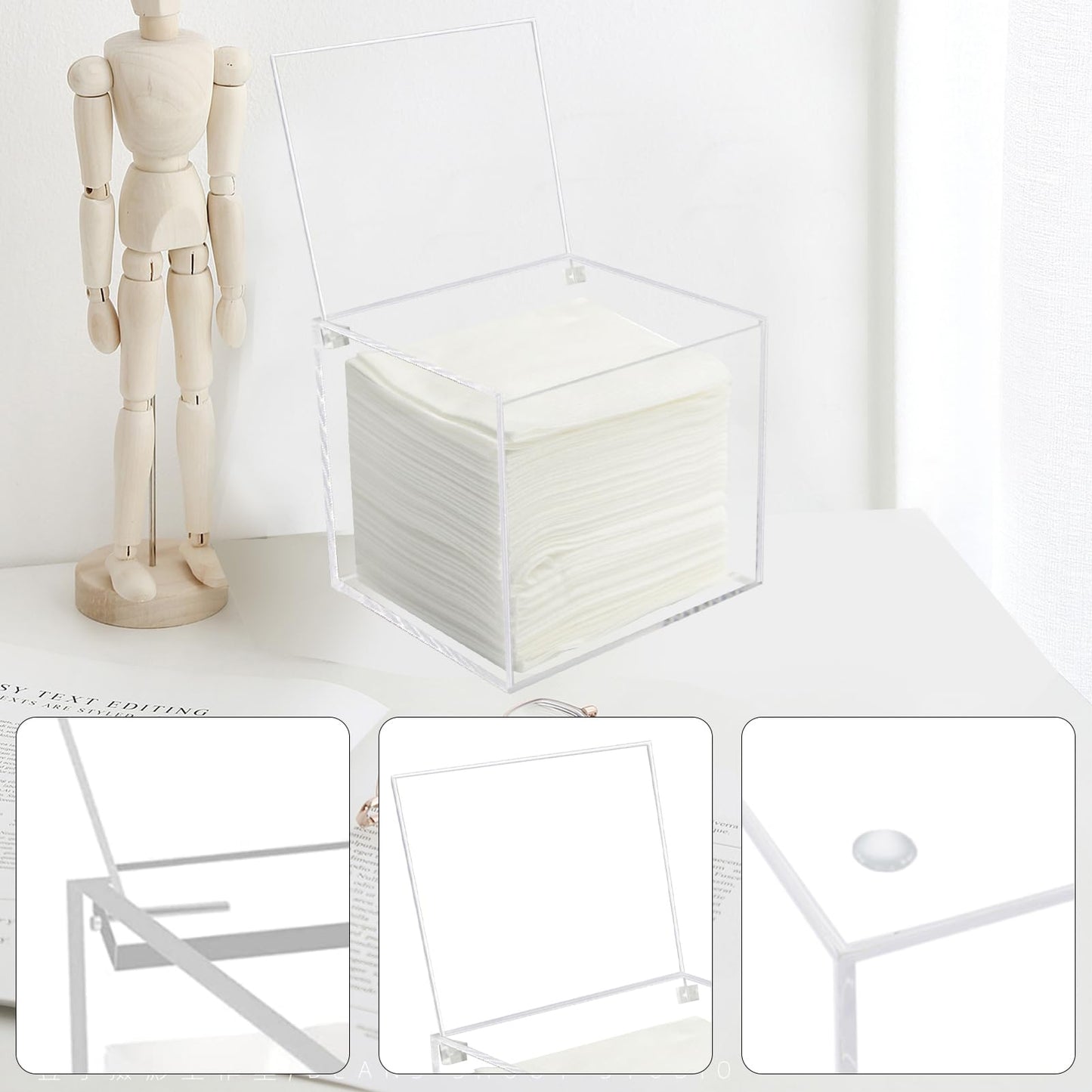 Watpot Disposable Face Towel Holder Storage Box Acrylic Facial Towels Container