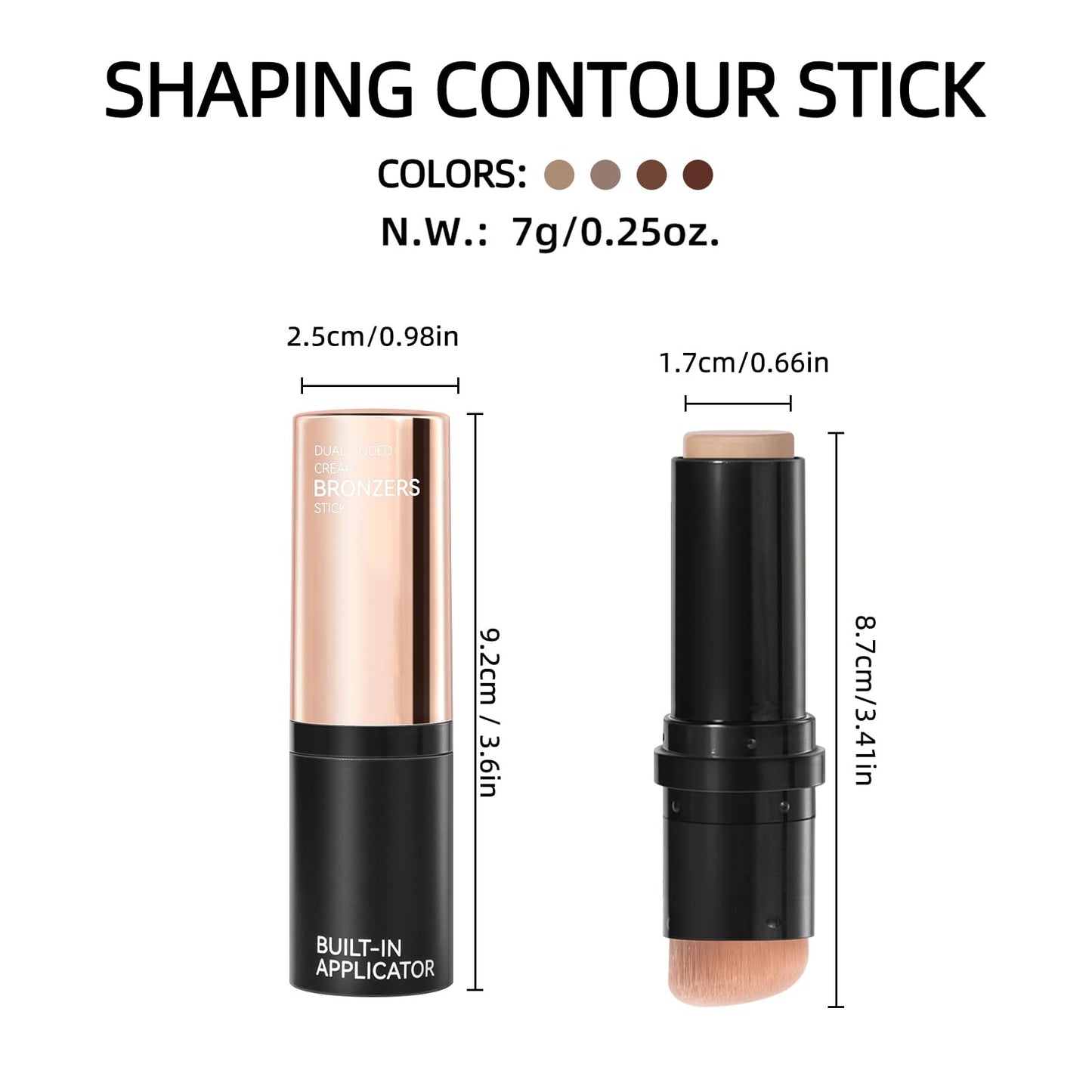 Erinde Cream Contour Bronzer Stick, Natural Finish Contouring Stick, Blendable & Smooth Matte Bronzer Stick, Waterproof & Long Lasting Face Shaping Makeup, 01 Warm Tone