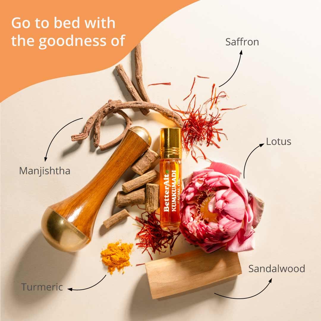 Better Alt Kumkumadi Face Oil 10 ml with Turmeric, Saffron, Sandalwood| For Glow and Moisture | Suitable for All Skin Types