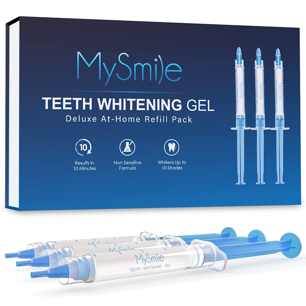 MySmile Non-Sensitive Teeth Whitening Accelerator Light with Teeth Whitening Gel Pen Refill Pack, 3 Non-Sensitive Teeth Whitening Pen, Teeth Whitener Tooth Whitening Gel with for Home, 10 min Fast Res