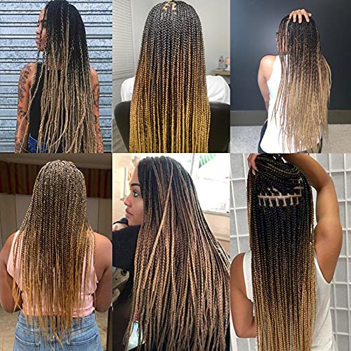 Liang Dian Pre Stretched Braiding Hair Ombre 30 Inch 8 Packs Synthetic Crochet Braids Hot Water Setting Professional Soft Yaki Texture Synthetic Hair Extensions(1B/30/27)