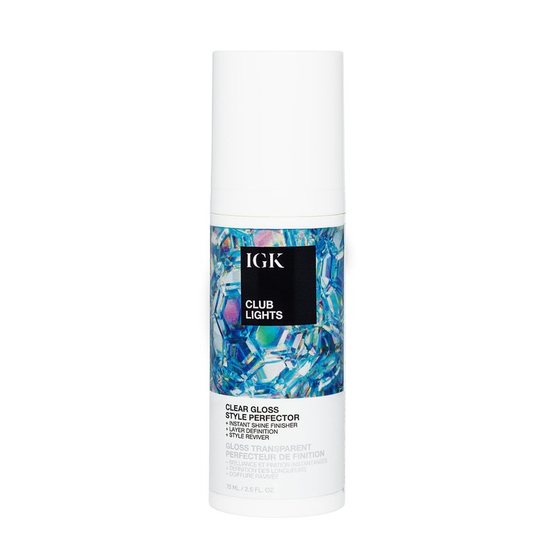 IGK Club Lights Clear Gloss Instant Shine Style Perfector, Instant Shine Finisher & Style Reviver, 2.5 Fl oz