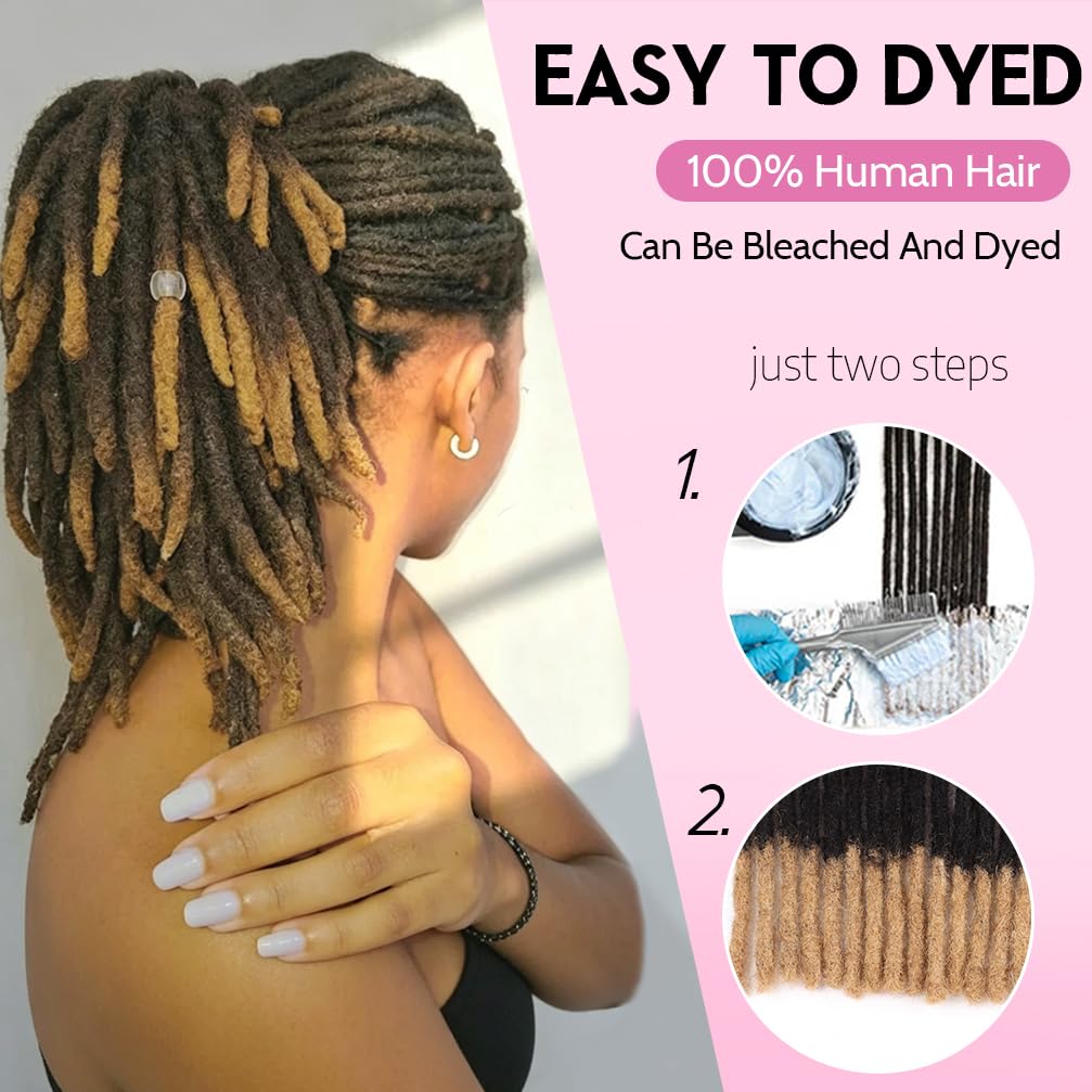 6 Inch 0.4cm Diameter Real Human Hair Thin Locs Extensions 30 Strands/Pack Handcrafted Permanent Dreadlocks Natural Soft Texture for Black Women & Men Styling