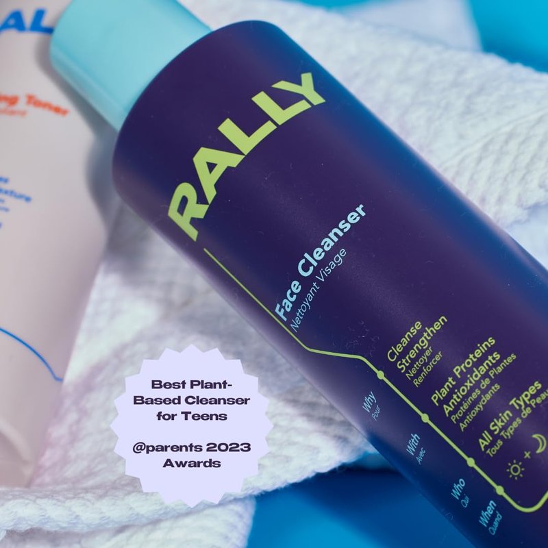 RALLY Plant-Based Gel Foaming Face Cleanser | Clean + Hydrating Formula | Gentle Daily Cleanse + Antioxidants | Derm Recommended for Tweens, Teens + Athletes, 6 OZ
