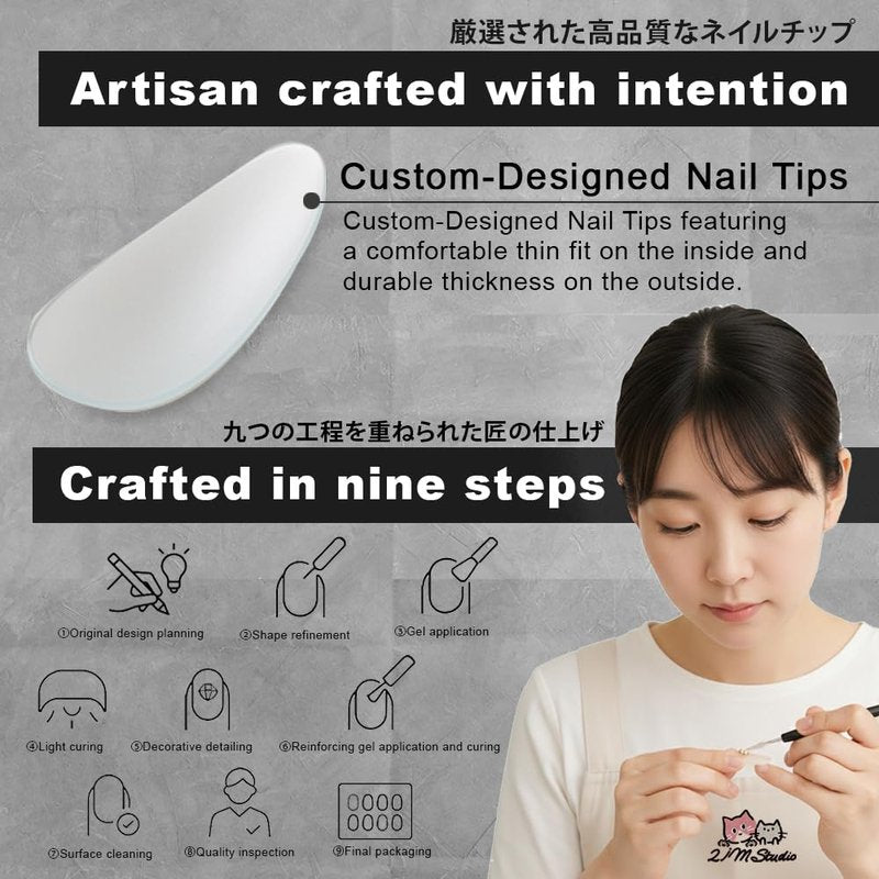 2IM Studio Handmade Press On Nails – 10 Piece Soft Gel Nail Kit with Glue & Tool Set, Reusable Artisan Nails, Salon-Quality Finish (Ruby Bloom-S)