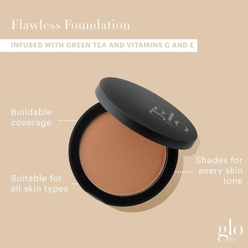 Glo Skin Beauty Pressed Base Powder Foundation, Tawny Medium – Buildable Sheer to Full Coverage, Long Wear Face Powder Compact, Pressed Powder Makeup for Smooth, Semi-Matte Finish