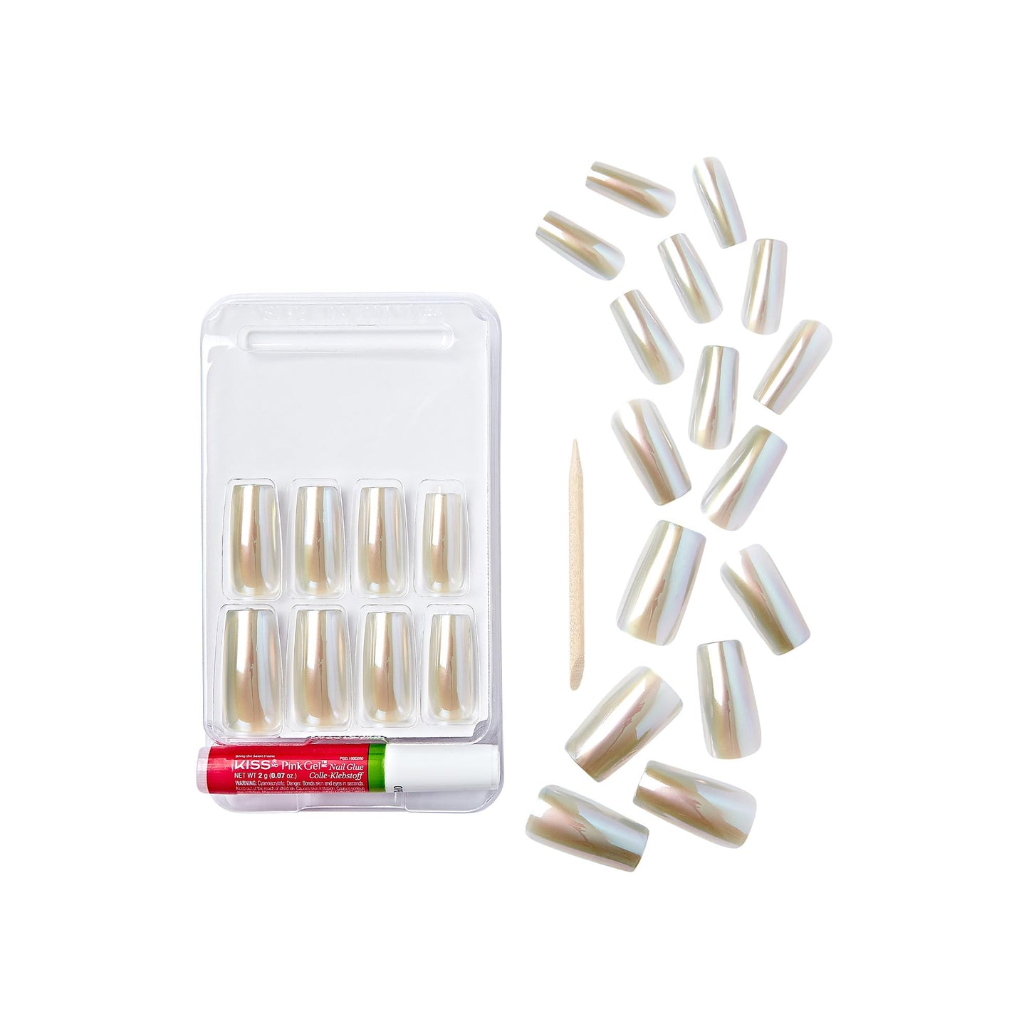 GoldFinger False Nails Kit, Special Chrome Effect, Long Square Metallic Silver Design Nail, Long-Lasting Hottest Trend Press on Nails, Convenient & Easy to Apply