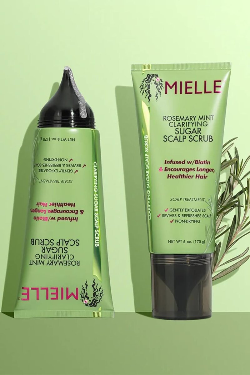 Mielle Organics Rosemary & Mint Scalp Scrub - Exfoliating Pre-Shampoo Treatment for Dry Scalp | Biotin Infused, 6 Fl Oz