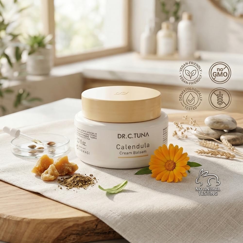 FARMASi Dr. C. Tuna Calendula Cream Balsam, Rich Moisturizing Cream for Dry and Sensitive Skin, with Calendula and Botanical Oils, Soothes and Softens Face and Body, 2.7 fl oz