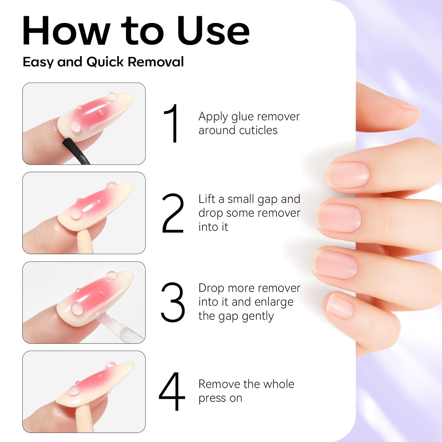 Makartt Nail Glue Remover for Press on Nails - 30ML Hema-free, Glueoff Easy Removal Versatile Debonder for Glue on Tips, Regular Polish, Quick Glues and Semi-Cured Sticker DIY Manicure Supply
