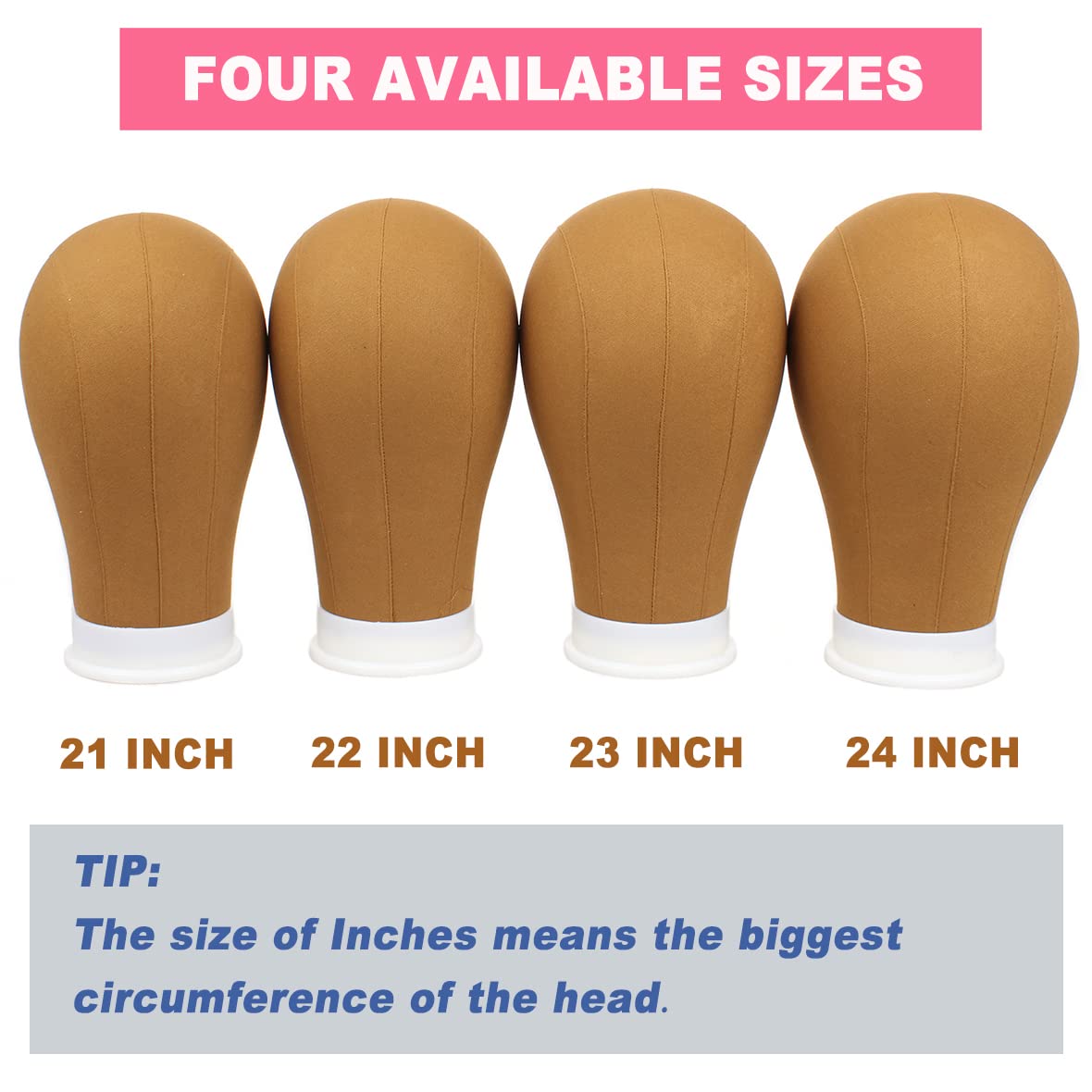 Canvas Block Head for Wigs Styling & Display - 21"-24" Brown Mannequin Wig Head with Stand, T-Pins & Hair Clips