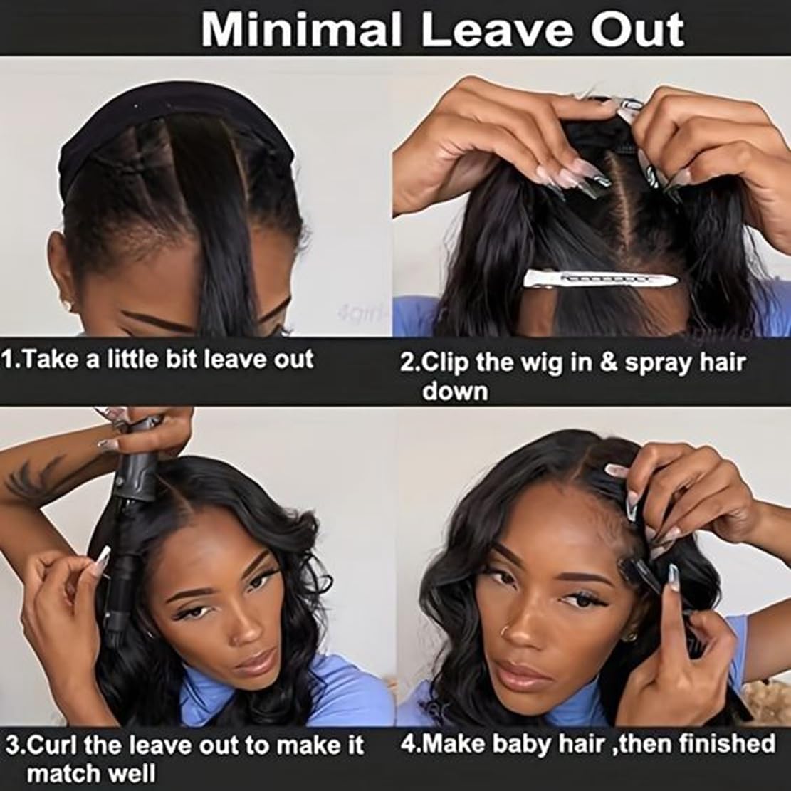 Curly V Part Wig Water Wave No Leave Out V Part Wigs Full Head Clip In Upgrade U Part Glueless Half Wigs for Black Women Premium Fiber & Remy Human Hair Blended (Black2.0, 18 Inch)