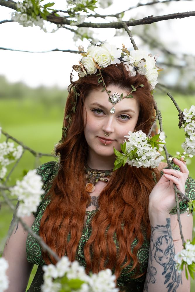 Fairy Flower Crown - White Elf Vine Headpiece & Floral Headband for Women | Perfect for Renaissance Weddings & Cosplay