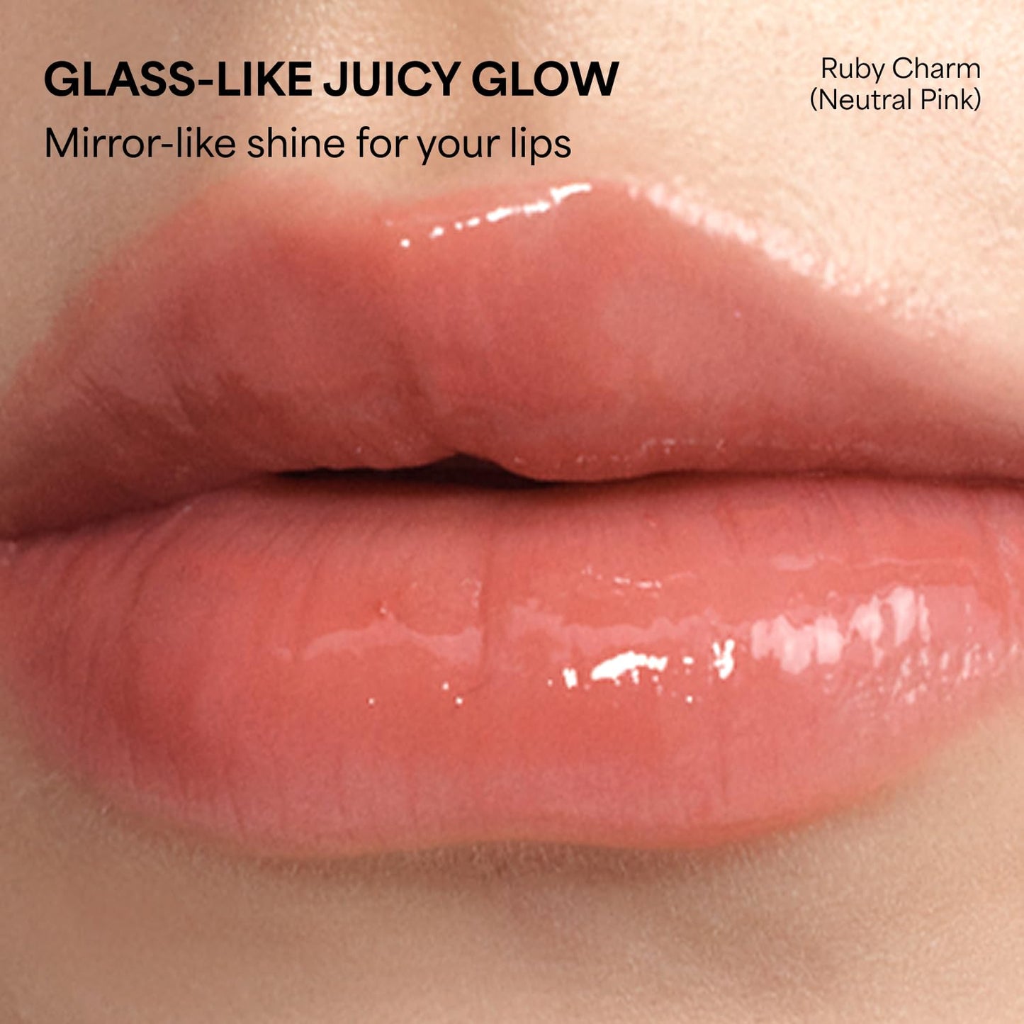 ENTROPY Makeup Glossy Lip Tint – Juicy Glow Line/Non-Sticky Hydrating Lip Gloss Tint, High Shine Finish, Buildable Sheer Color, Lip & Cheek Makeup - Ruby Charm (Neutral Pink)