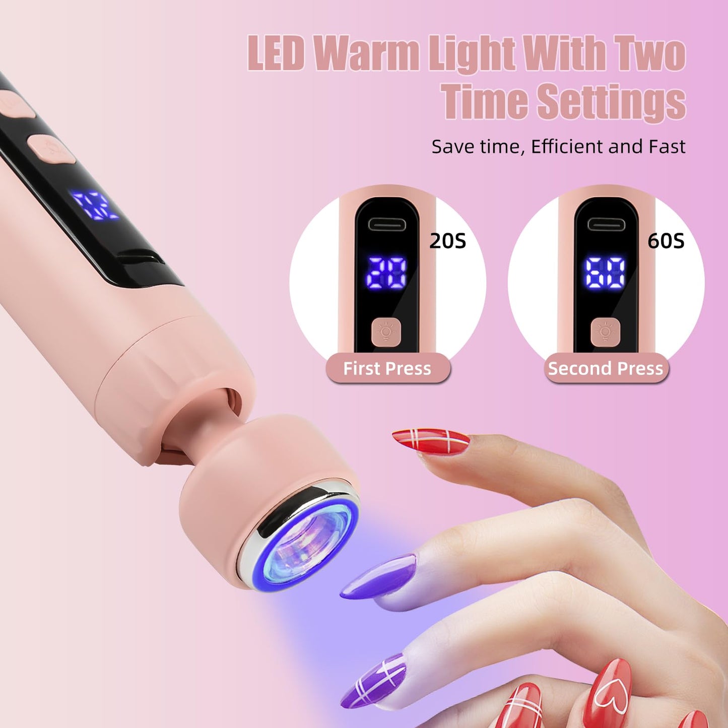 GUPAY Electric Nail Files, Cordless Rechargeable Nail Drill Machine for Natural Acrylic Gel Nails, Professional Portable Efile Manicure Pedicure Kit for Girl Women Mum Home Use Beginners