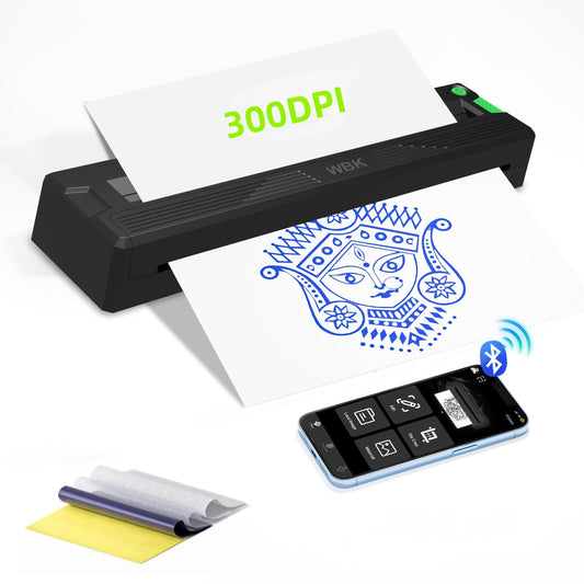 wbk Tattoo Stencil Printer,2026 New Thermal Portable Wireless Bluetooth Inkless Tattoo Printer Machine for Tattoo Beginners&Artists,Compatible with Phone/Pc&Pad