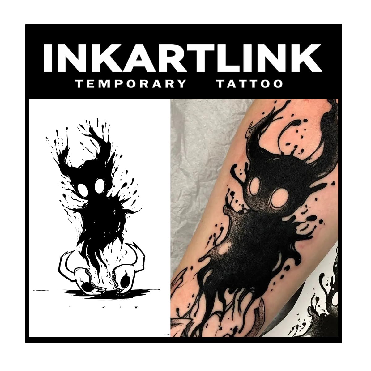 INKARTLINK Tattoo Tech, 2 Sheets Medium Semi Permanent Tattoo, Adult Art Design Temporary Tattoos, Lasts 1-2 Weeks, Waterproof, Realistic Look, No Adhesive, No Reflection (Demon Unsheathed)