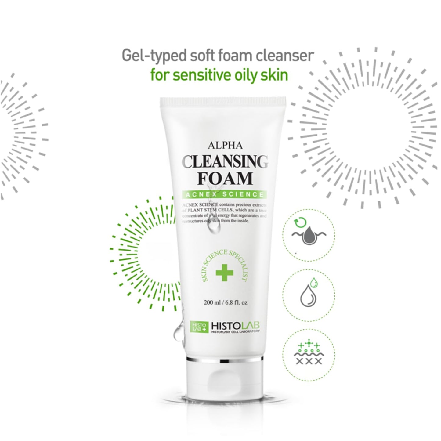 HISTOLAB Alpha Cleansing Foam (6.8 Fl. Oz) | Facial Cleanser for Oily and Acne-Prone Skin